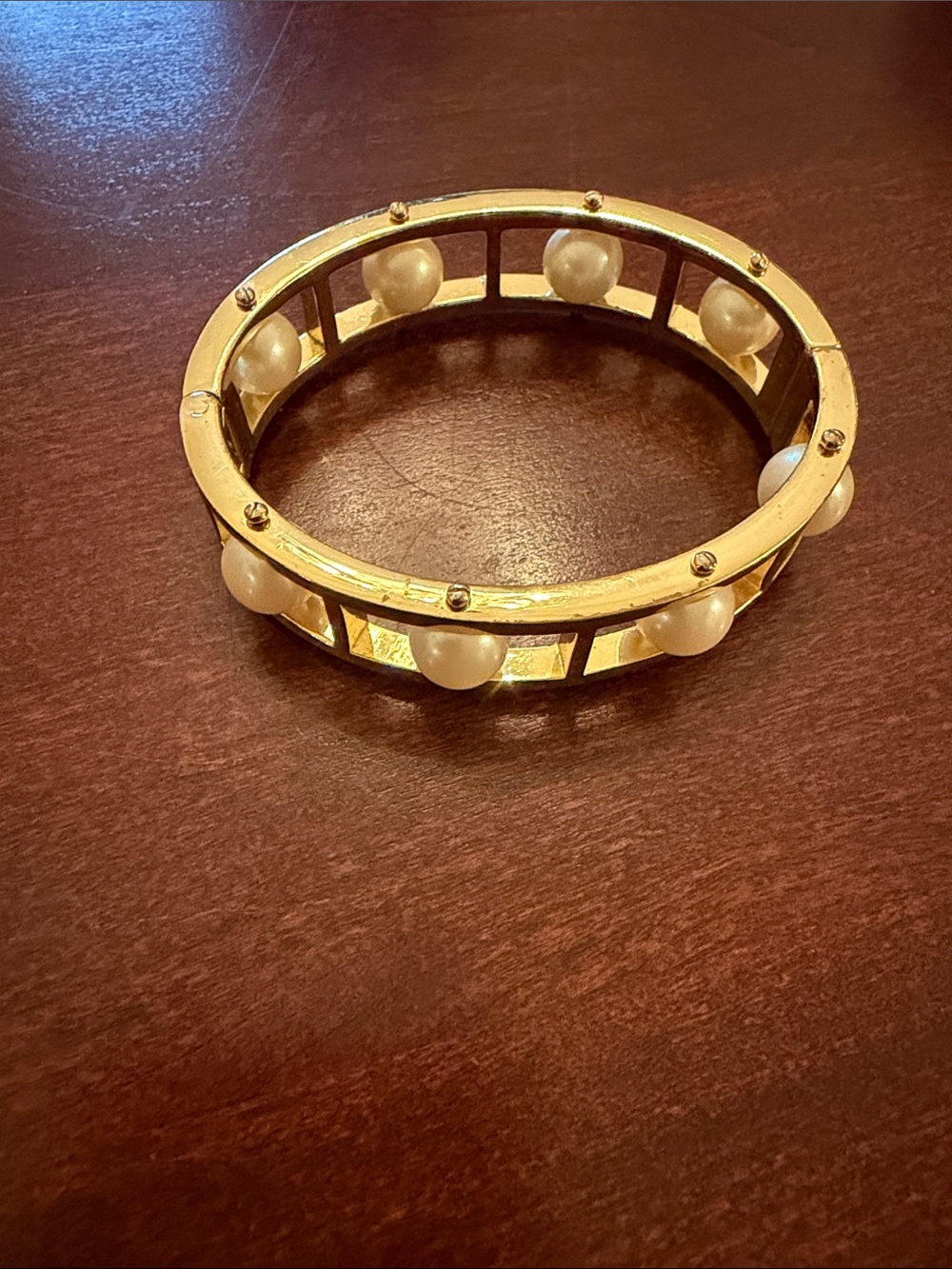 Talbots Gold Bangle with Pearl Accents